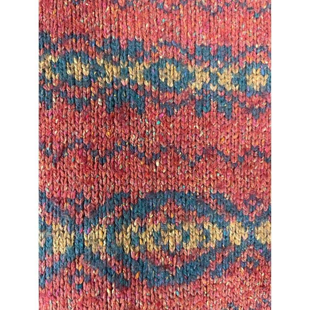 Silk Angora Stone Canyon Sweater W/ L Red Fair Isle Mock Neck excellent vintage - Picture 6 of 12